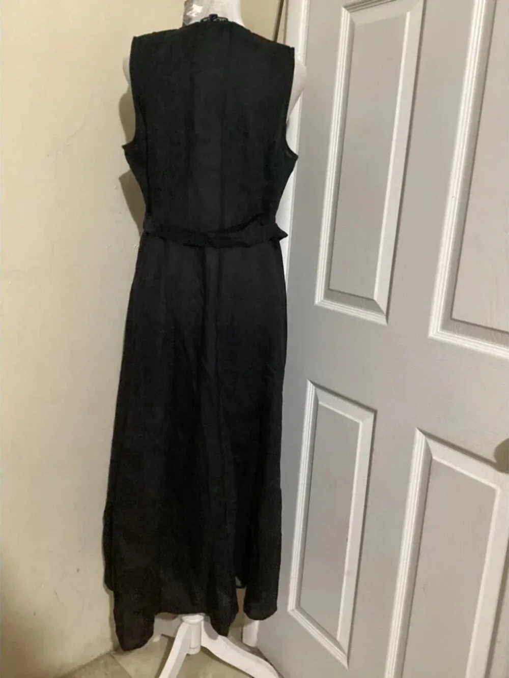 NWT J. Crew Seamed linen dress with removable belt, Black, Size Medium